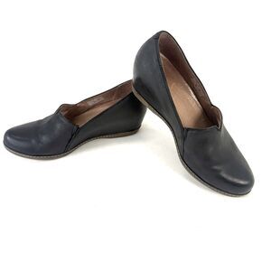 Dansko Liliana Black Leather Wedge Slip-Ons